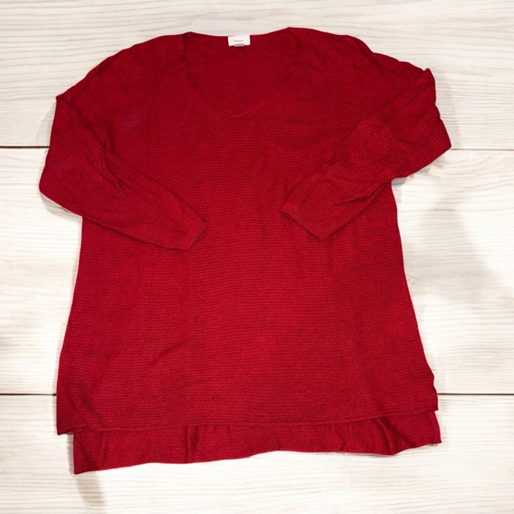 Red V-Neck Sweater Tunic Length (XL) Old Navy